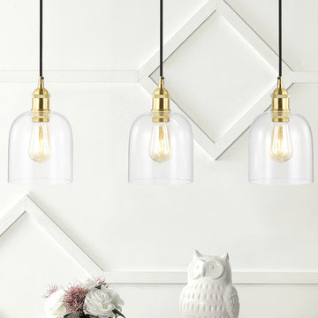 Cooper 25.5" Farmhouse Contemporary Glass Linear LED Pendant - JONATHAN Y